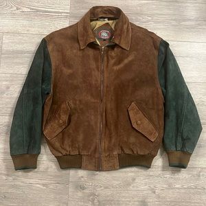 Mens 100% leather vintage authentic imports bomber jacket
